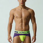 2 Pack Men's Cotton Jockstrap with Colorblock Design Athletic Support Fit