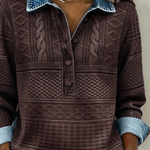 Trendy Sweatshirt with Half Button and Collar