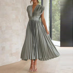 Kendall | V-Neck Maxi Dress with Pleats