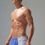 2 Pack Men's Fashionable Cotton Lounge Shorts with Stripe Patchwork