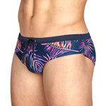 Men Leaf Printed Breathable Swim Briefs