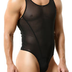 Men's Sexy Mesh Wrestling Singlet Bodysuit
