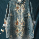 Eta | Women's Vintage Ethnic Floral Art Print Casual Shirt