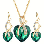 Emerald Heart Infinity Jewelry Set