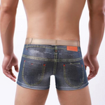 2 Pack Men's Denim Printed Cotton Boxer Briefs