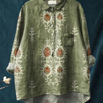 Eta | Women's Vintage Ethnic Floral Art Print Casual Shirt