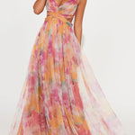 Karen | Painted Floral Print V-Neck Maxi Dress