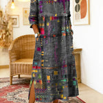Manuela | Printed Dress with Ethnic Patchwork