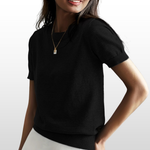LENY™ - Relaxed Fit Short Sleeve Round Neck Knit Top