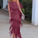 Endora | Off Shoulder Elegant Fringe Dress