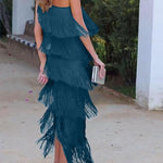 Endora | Off Shoulder Elegant Fringe Dress