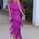 Endora | Off Shoulder Elegant Fringe Dress