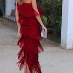 Endora | Off Shoulder Elegant Fringe Dress