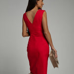 Hattie | Elegant V-Neck Slit Dress