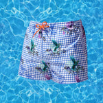 Men's Plaid Patterned Lightweight & Airy Sporty Cut Board Shorts
