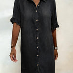 Belinda| Comfortable denim dress with flattering ruching