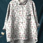 Hadley | Pink Spring Floral Repeat Pattern Printed Women's Casual  Shirt