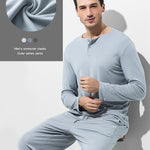 60S Modal Men's Solid Color Pajama Set | Comfortable Casual Wear for All Seasons