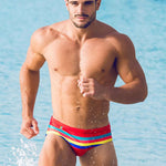 Mens Quick-drying Stripes Swim Briefs