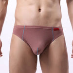 3 Pack Men's Nylon Plaid Lift Hip Briefs Triangle Briefs