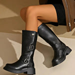 JEAN™ - Women's Thick Heel Knee-High Boots Round Toe Slim Fit High-Top Shoes in Soft Leather