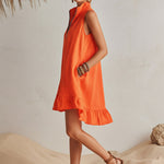 Cotton-Linen Blend Mini Dress