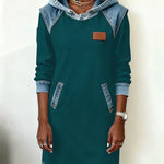 Alexa | Cozy Contrast Hooded Dress