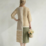 Penny | Light Mixed Stripe Midi Dress