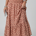 Amira | Cross Halter Geometric Print Cutout Midi Dress