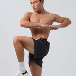 Men's Mesh-Lined Double-Layer Sports Fitness Breathable Sweat-Wicking Quick-Dry Shorts