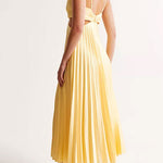 Violeta | Cut Out Waist Sleeveless Pleated Maxi Dress