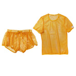 2 Pack Men's Breathable See-Through Hollow Design Loose-Fit Activewear Tops & Shorts