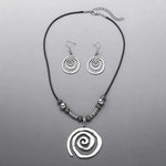 Silver Spiral Design Necklace and Earring Set
