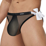 Men's Sexy Translucent Lace-up Briefs with Unfastened U-shaped Large Pouch