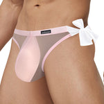Men's Sexy Translucent Lace-up Briefs with Unfastened U-shaped Large Pouch