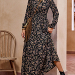 MOREN™ - Elegant Long Sleeve Floral Print A-Line Dress