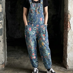 Flora | Floral Print Baggy Bib Overalls