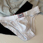 2 Pack Men's Ribbed Briefs with Decorative Button and Contour U-Pouch