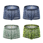 4 Pack Leopard Print See-through Mesh Trunks