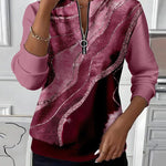 Diana™ | Vintage Half-Zip Printed Sweater