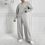 AMBRA™ - Casual Long Sleeve Sweatshirt and High Waist Pants Set