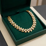 Pearl Leaf Link Collar Necklace