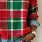Blue | Sweatshirt with Checkered Patchwork