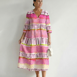 Penelope | Easy Flow Patterned Stripe Midi Dress