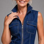 Quinn | Zip-Front Denim Wide-Leg Jumpsuit