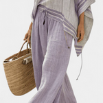 Sandhya | Elegant Off-Shoulder Top & Wide-Leg Striped Pants