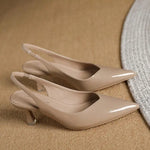 AMIRA™ - Women’s PU Leather Slingback Heels Simple Solid Color Pointed Toe Pumps