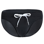 Mens U Convex Pouch Drawstring Solid Swimming Briefs