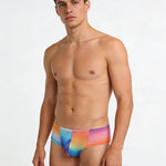 4 Pack Men's Breathable & Quick-Dry Printed U-Pouch Mesh T-Back Trunks