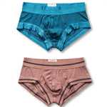 2 Pack Men's Spliced Color Trunks with Functional Fly